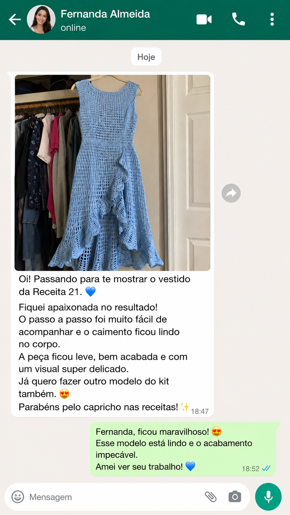 Print de conversa de WhatsApp — depoimento 4